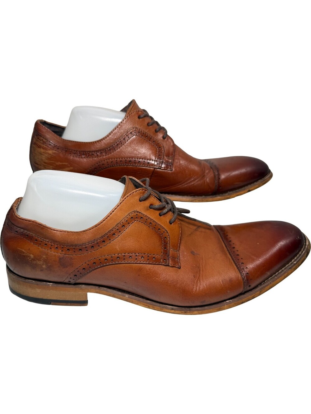 Stacy Adams Dickinson Cap Toe Oxford Dress Shoes Cognac Mens Sz 10.5 M 25066-221